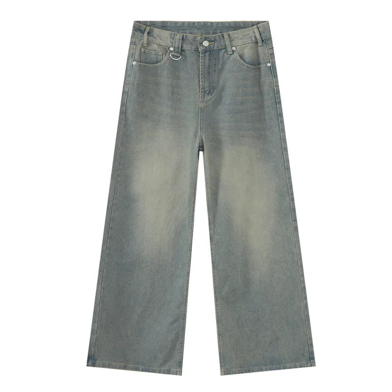 IEFB Wide Leg Jeans New Simple Style Pocket Zipper Casual Male Denim Pants 2025 Spring Fashion Men's Trousers Looes 9C1519