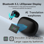 Wireless Bluetooth smart translation headphones, AI voice translator, dual-ear translation, multi-language translation
