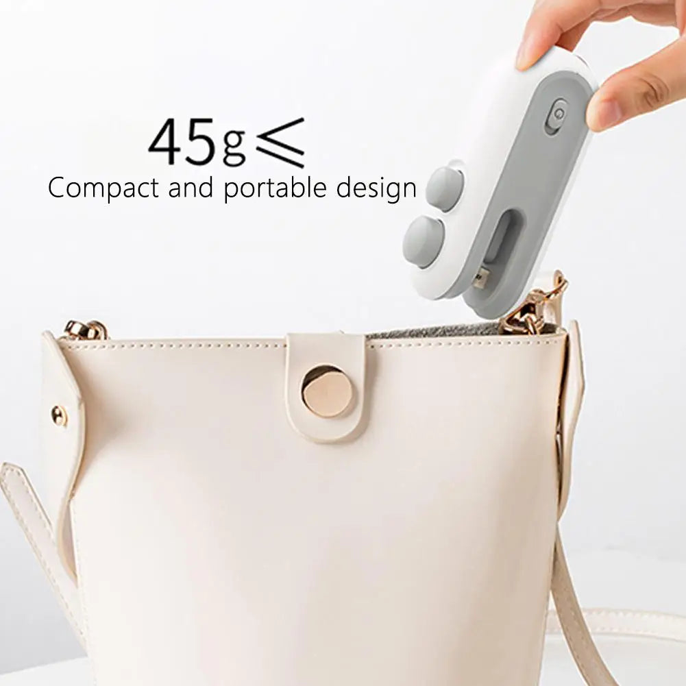 Mini Sealing Machine Portable Magnetic Mini Bag Sealer with Cutter Rechargeable Snacks Food Vacuum Heat Sealing Machine Resealer