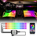 RGB Automotive Atmosphere Decorative Lamp Led Interior Light Strip Car Foot Ambient Lights with USB Cigarette with Remote Voice