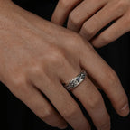 Buyee 925 Sterling Silver Couples Ring Elegant Carved Patterns Open Ring Finger for Women Men Fashion Fine Jewelry Circle Gift