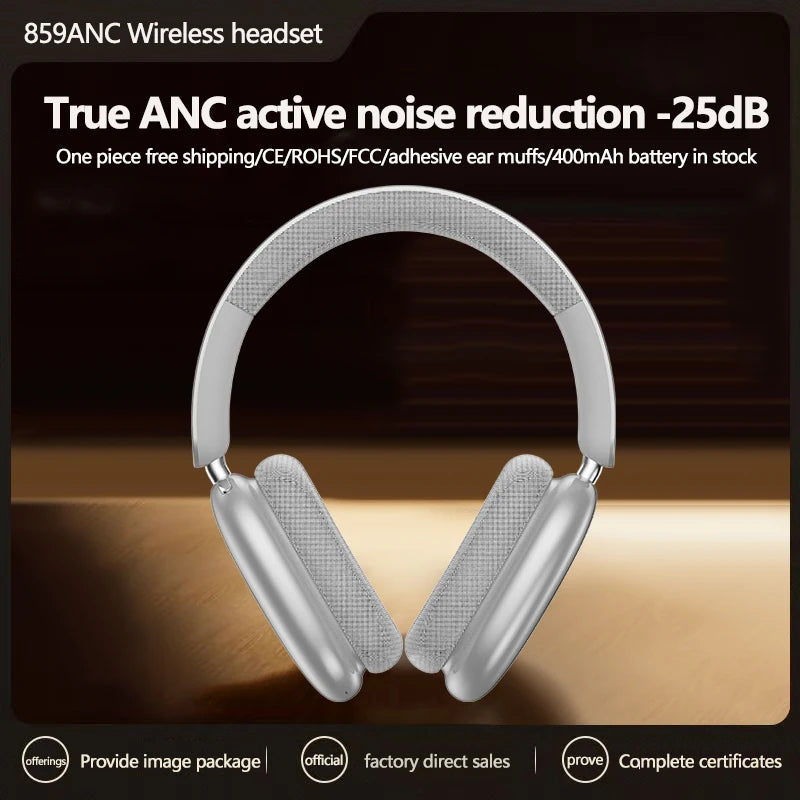 New Bluetooth 5.3 Ultra Long Endurance Head mounted Wireless Bluetooth Earphones ANC Deep Noise Reduction Rotary Button
