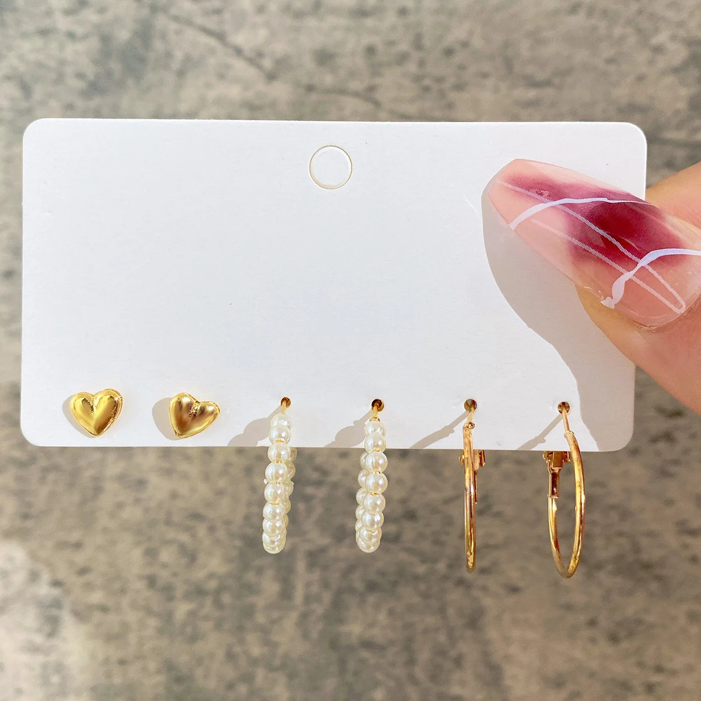 Boho Silver Color Earrings Set for Women Vintage Heart Pearl Metal Geometric Twist Hoops Earrings 2024 New Trendy Jewerly Gifts