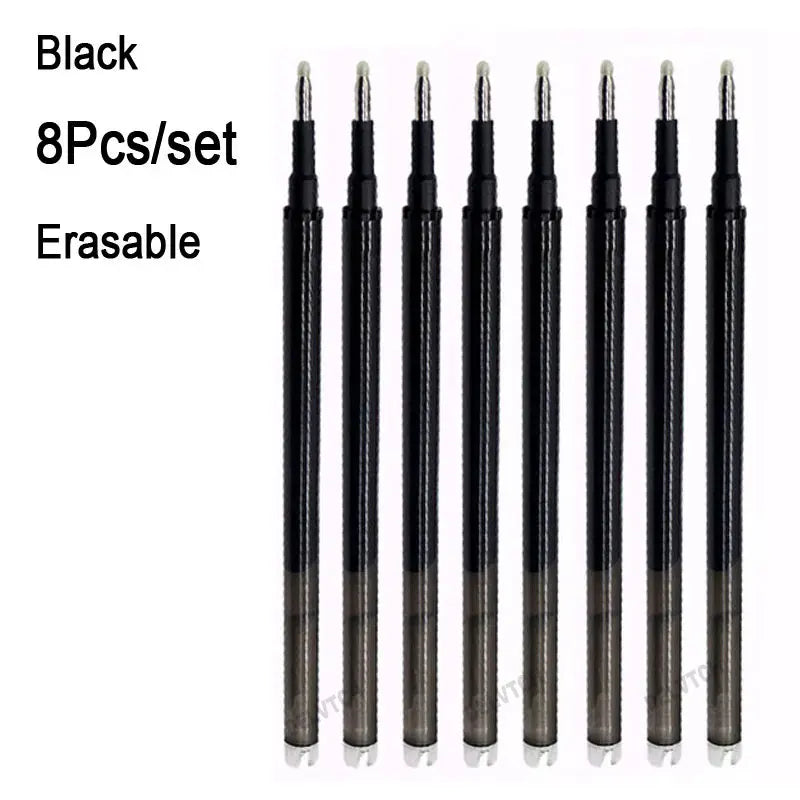 4Pcs/Set 0.7mm Erasable Gel Pen Retractable Handle Office School Writing Stationery Blue Black Red Ink Cartridge Refill Rods