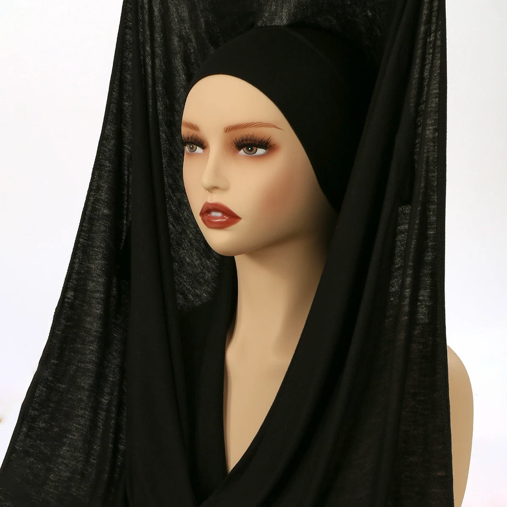 Newest Instant Chiffon Hijab With Magnetic Buckle Solid Color Woman Muslim Hijab Scarf Islamic Turban Fashion Headband Shawl