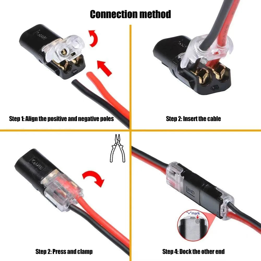 2 Pin Way Plug Wire Cable Snap Connectors Waterproof Electric Wire Double-Wire Plug-In Connector Locking Buckles Cable Clamps