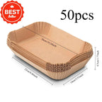 Extra Large Rectangular Paper Air Fryer Liners - Non-Stick, Easy Clean, Space Saving, Oven Safe, Disposable Paper Baskets And Bo