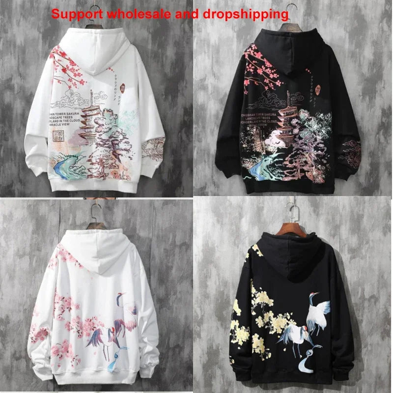 Wholesale DropShipping Anime Hoodies Sweatshirts Chinese Style Black Hoodies Harajuku Oversized Pullovers Sweatshirts CS455