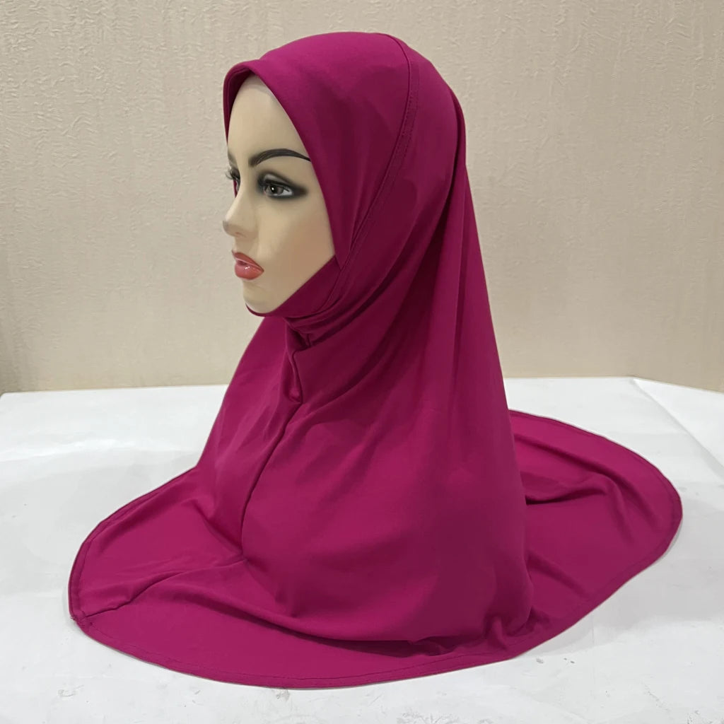 H302 Teenage girls Plain muslim hijab with chin part top quality amira pull on islamic scarf hot sell headscarf ramadan pray hat