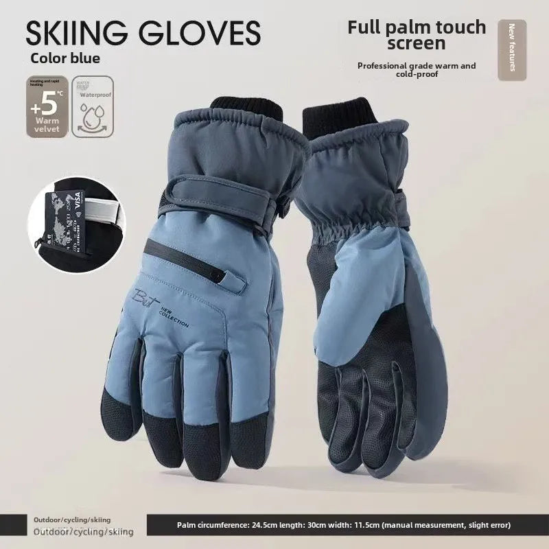 Winter Cycling Gloves Non Slip Touch Ski Gloves Snowboard Accessories Waterproof Pocket Warm Men's and Women's Gloves