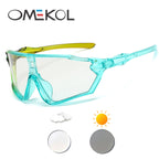 OMEKOL Brand New Photochromic Cycling Sunglasses Men Women Outdoor Sports Mountain Bike Bicycle Eyewear MTB Baseball Glasses