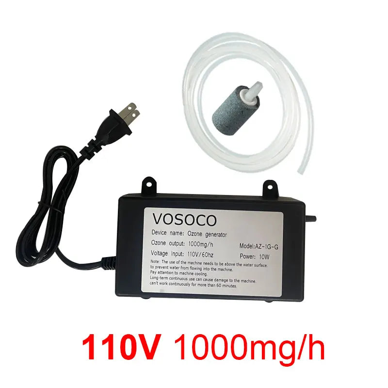 VOSOCO 1000mg Ozone Generator Ozonizer Water Air Purifier cleaner Fruit Vegetable Meat Clean Kitchen Toilet Deodorize 220V 110V