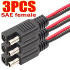 SAE Connector Cable 2 Pin Quick Disconnect Wire Harness for Motorcycle Solar Panel Battery Tender Automotive DC Power Extension