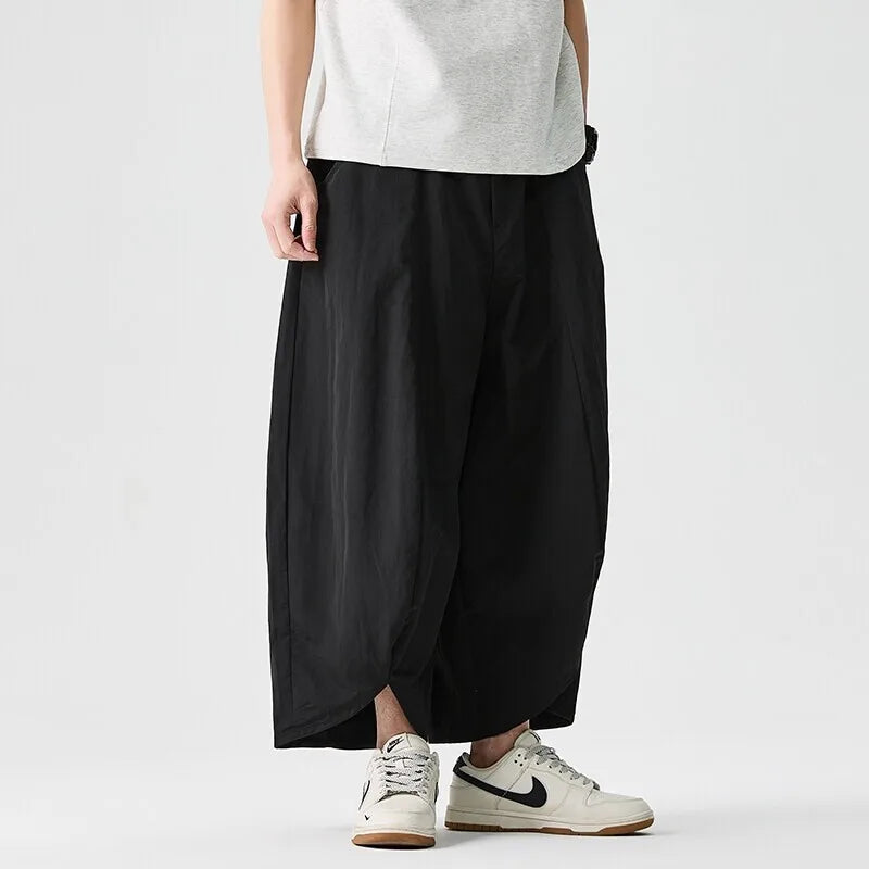 2025 Summer Wide Leg Pants Men sales Casual Pants Japanese Styles Samurai Costume Harun Pants Men Lantern Trousers Sweatpants
