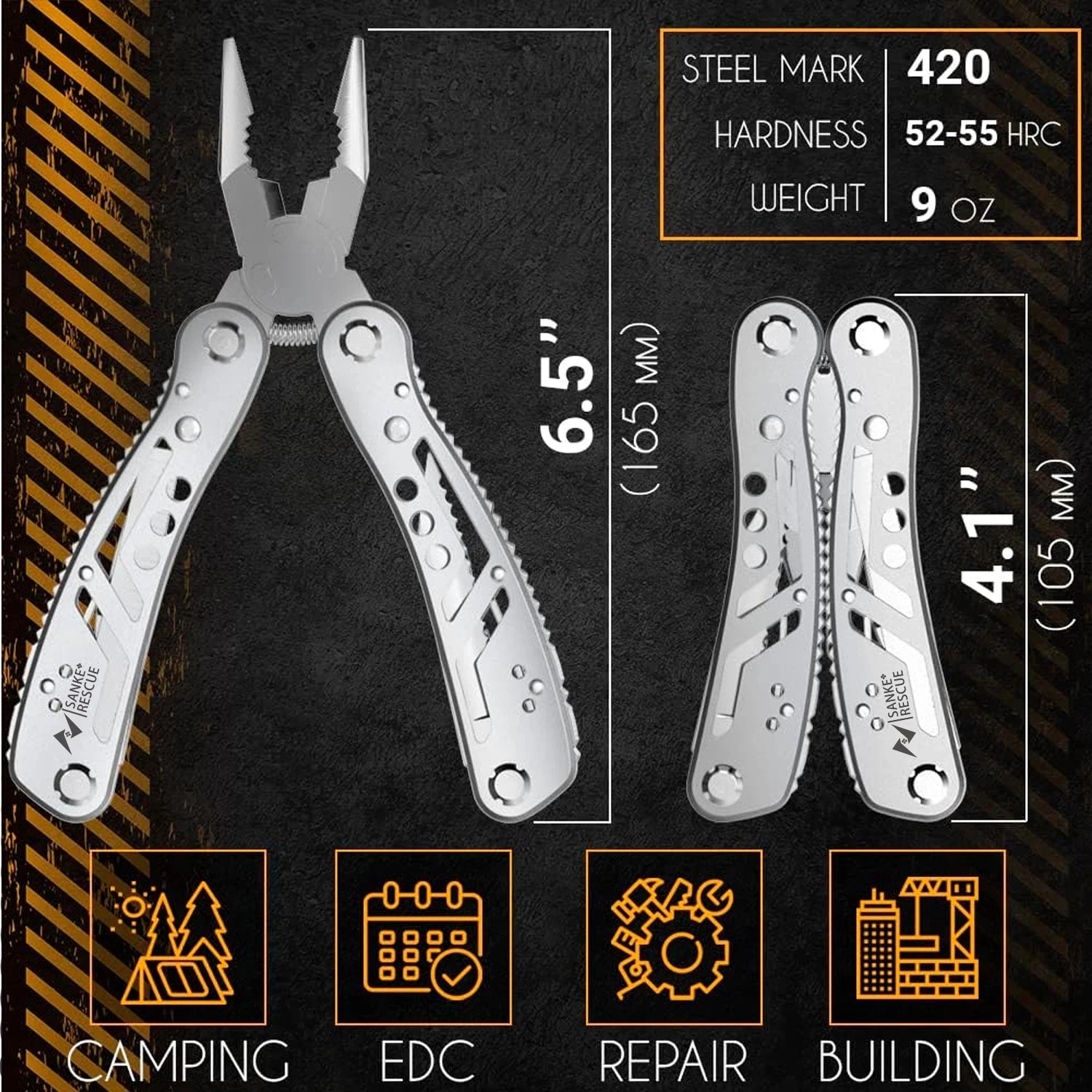 Multifunctional Pliers Multitool Claw Hammer Stainless Steel Tool With Nylon Sheath For Outdoor Survival Camping Hunting Hiking
