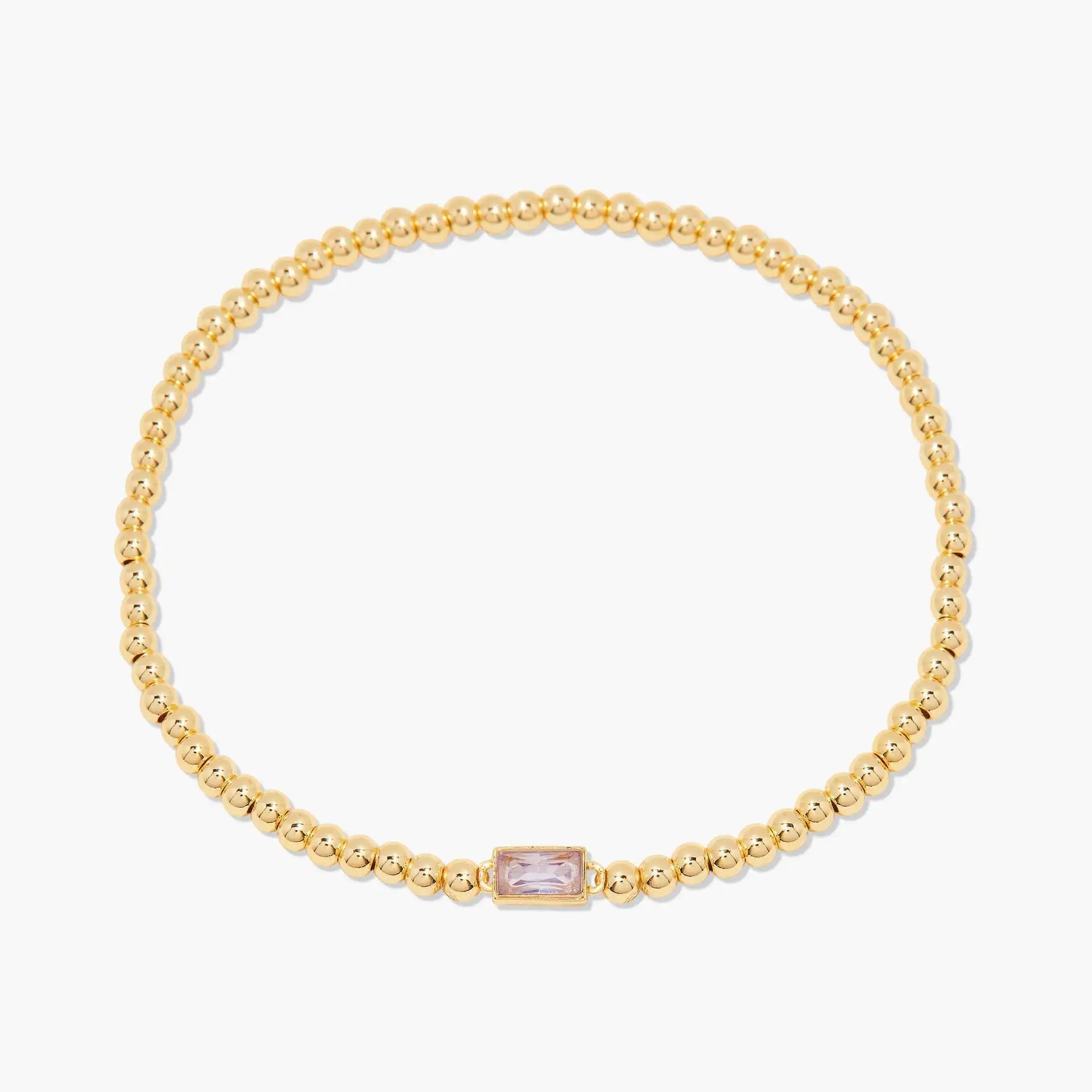 Miranda Unique Birthstone Bracelet 18K Gold Plated Stainless Steel Hypoallergenic Stretch Braceletable Jewelry Gift For Mom