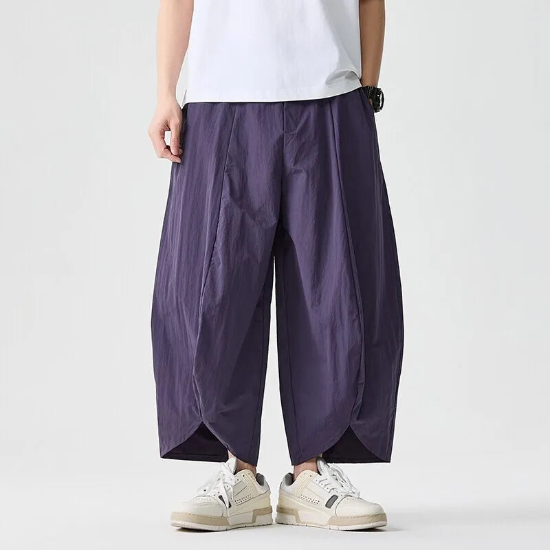 2025 Summer Wide Leg Pants Men sales Casual Pants Japanese Styles Samurai Costume Harun Pants Men Lantern Trousers Sweatpants