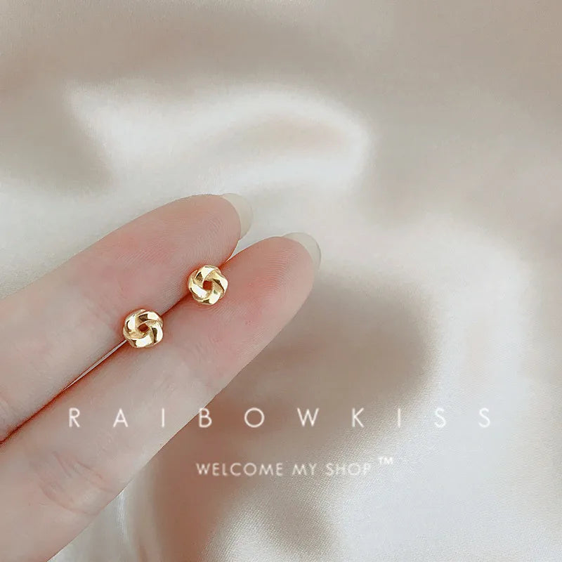 Metal Gold Color Multiple Styles Small Stud Earrings for Women Korean Jewelry Fashion Daily Wear Teen Earrings Jewelry Gift