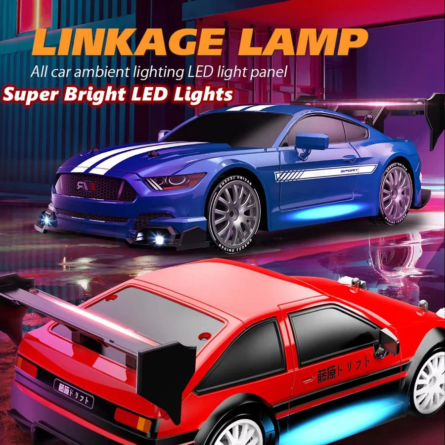 1:24 High Speed RC Drift Vehicle Cars Mustang 4WD Remote Control Racing Car Gift Competition Race Car Boys Toy Replaceable Tire
