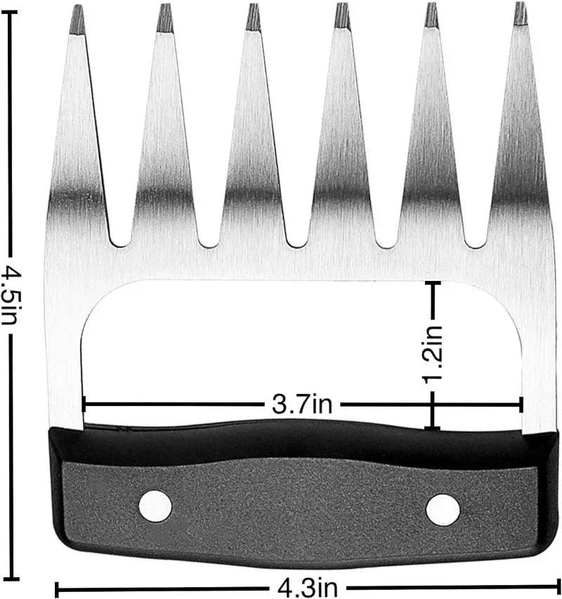 Metal Meat Shredder Claws, 18/8 Stainless Steel Meat Forks with Wooden Handle for Shredding, Pulling, Handing, Lifting & Serving