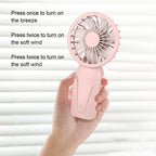 Portable Handheld Small Fan ABS Lightweight Cute Appearance USB Rechargeable Mini Fan For On Go Cooling Portable Mini Pocket Fan