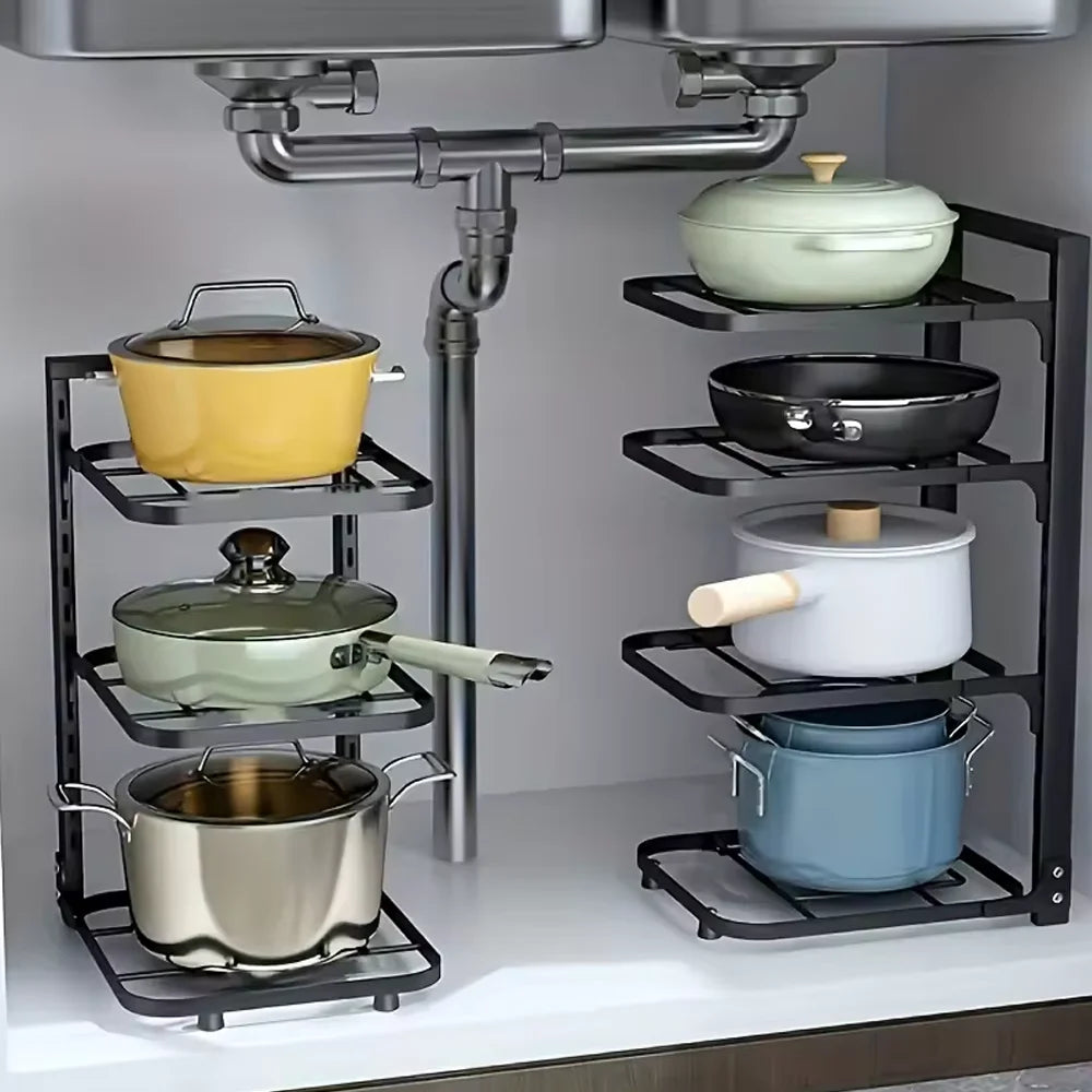 Pot Rack Put Pot With Special Storage Kitchen Stainless Steel Shelf Sink Multi-layer Household Cabinet Inside The Stratification