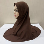H302 Teenage girls Plain muslim hijab with chin part top quality amira pull on islamic scarf hot sell headscarf ramadan pray hat