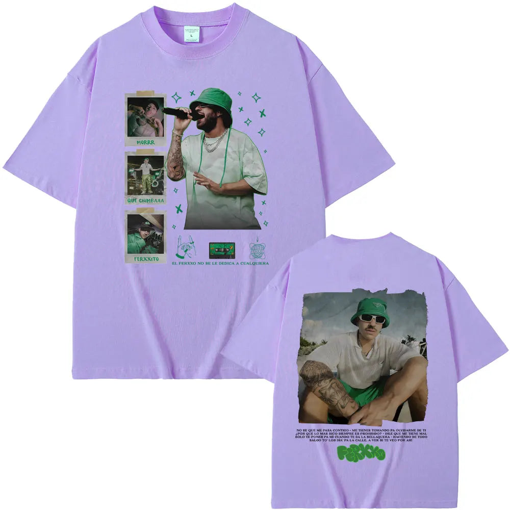 Rapper Feid Ferxxo Ferxxocalipsis World Tour T-shirt Men Women Hip Hop Fashion Pop Music T Shirt Mens Retro Oversized Streetwear