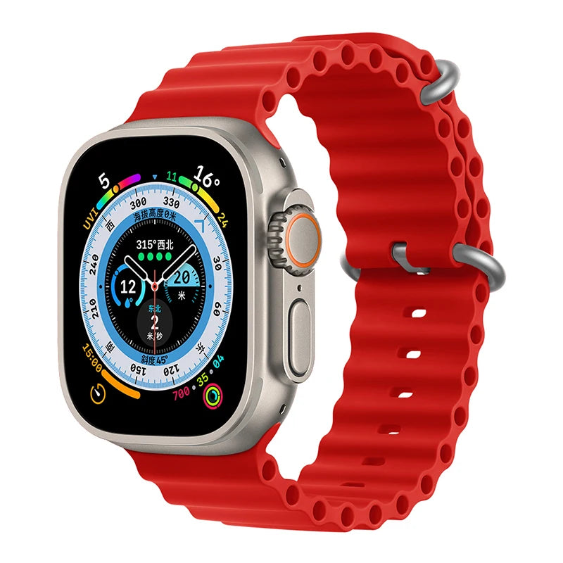 Ocean Strap for Apple Watch Ultra 2 Band 49mm 44mm 40mm 45mm 41mm 42mm 46mm 38mm Silicone Bracelet iWatch Series 10 9 SE 8 7 6 5