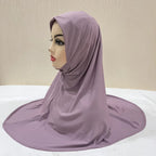 H302 Teenage girls Plain muslim hijab with chin part top quality amira pull on islamic scarf hot sell headscarf ramadan pray hat