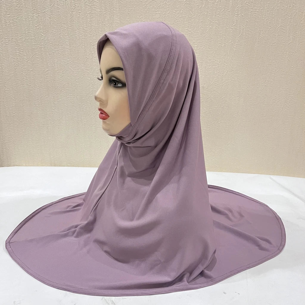 H302 Teenage girls Plain muslim hijab with chin part top quality amira pull on islamic scarf hot sell headscarf ramadan pray hat