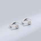 Authentic S925 Sterling Silver Heart Zircon Earrings for Women Sweet Exquisite Design Fashion Jewelry