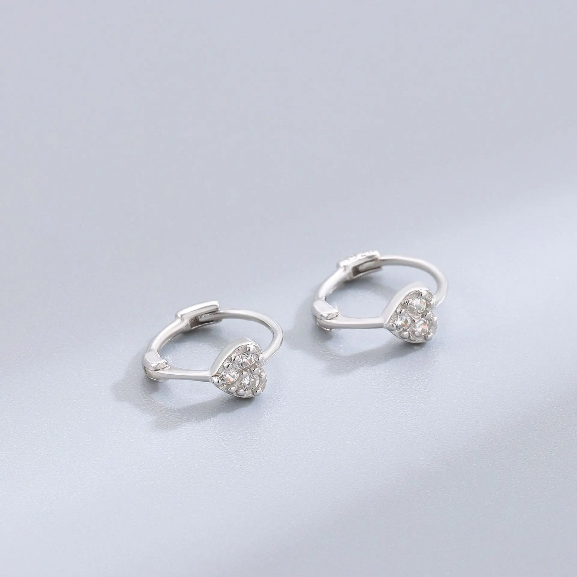 Authentic S925 Sterling Silver Heart Zircon Earrings for Women Sweet Exquisite Design Fashion Jewelry