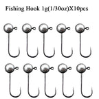 10pcs/lot Jig Head Fishing Hook 1g 2g 3.5g 5g 7g 10g Round Ball Jig Head Fishhook Soft Worm Fishing Accessories