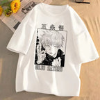 Summer men's Gojo Satoru manga Harajuku Jujutsu Kaisen Harajuku style 100% pure cotton short-sleeved T-shirt