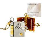 Openable Daughter Book Necklace Stainless Steel Gold Color Message Mini Book Pendant Necklace with Pages of Engraved Information