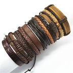 10 Pcs/set Black Wrap Woven New Fashion Handmade Men Bracelets Male Women Leather Bracelets Men Bangle Wholesale Jewelry Gift