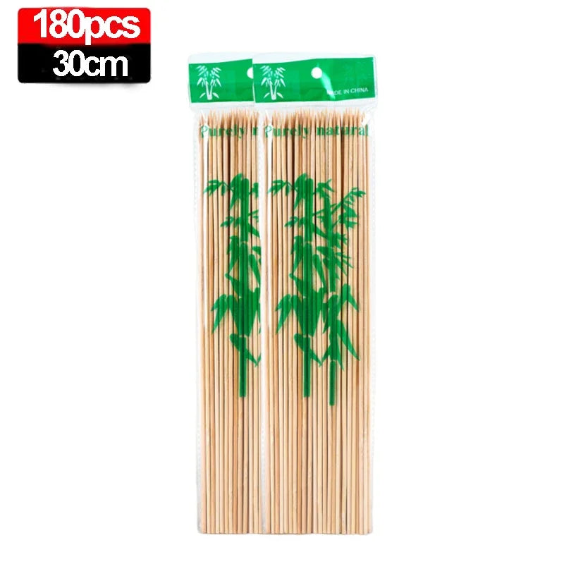 270/90PCS Disposable Food Sticks Bamboo Skewer Stick Wood Long Thick Rattan Sticks for Party Buffet Food Fruit Barbecue Tools