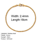 Gold Color Bracelet Stainless Steel Twist Cuban Chain Bracelet for Women Chain Bracelet Jewelry Gifts Wholesale Dropshipping