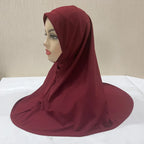 H302 Teenage girls Plain muslim hijab with chin part top quality amira pull on islamic scarf hot sell headscarf ramadan pray hat