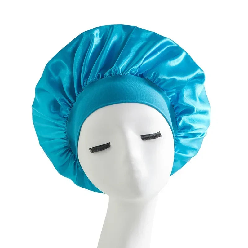 Satin Wide-brimmed Nightcap Styling Silk Headband for Sleeping Nightcap with Elasticated Floppy Band Cap Hair Shower Cap