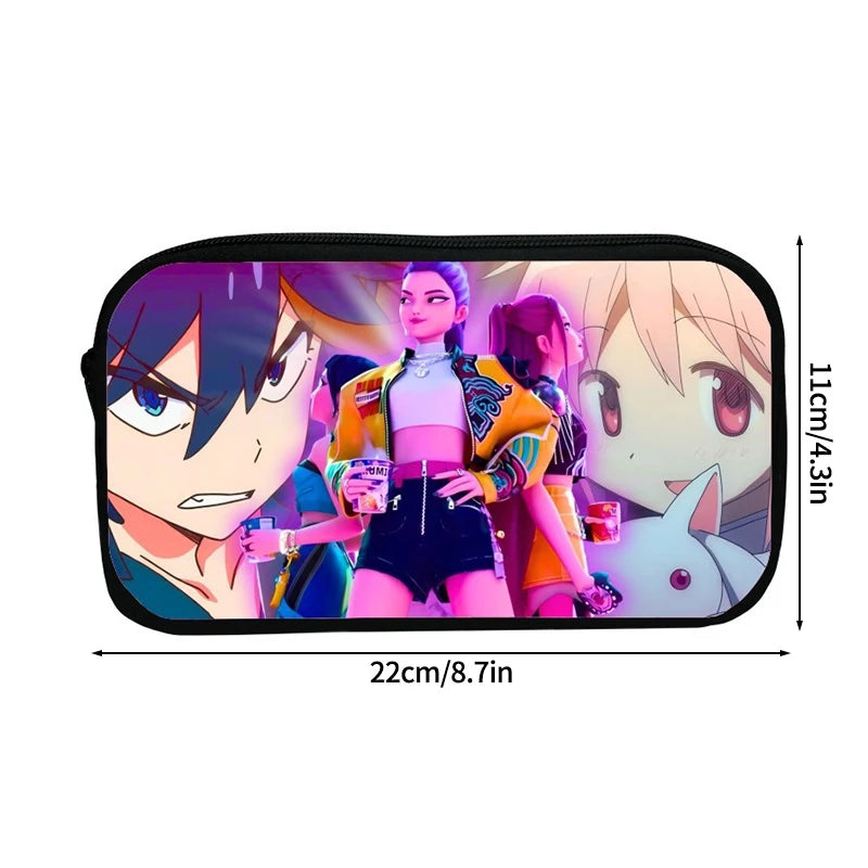 Large Capacity Demon Hunter Pencil Case Cartoon Stationery Organizer Pouch Back to School Pen Bag Makeup Bag Supplies