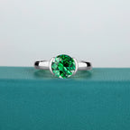 8mm Lab Grown Emerald Ring 925 Sterling Silver Round Cut for Women Men Colorful Rings Engagement Wedding Fine Jewelry