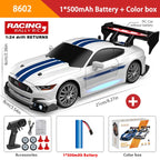 1:24 High Speed RC Drift Vehicle Cars Mustang 4WD Remote Control Racing Car Gift Competition Race Car Boys Toy Replaceable Tire