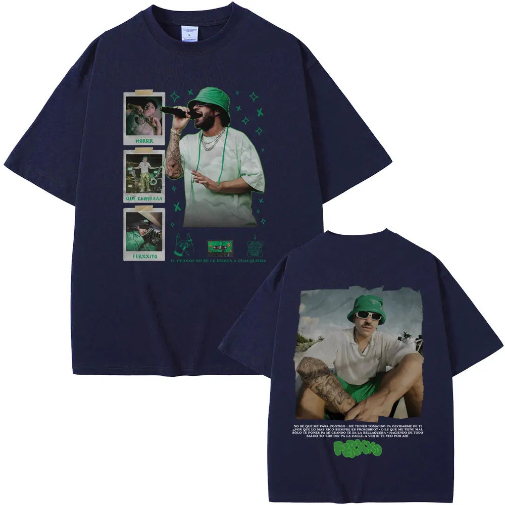 Rapper Feid Ferxxo Ferxxocalipsis World Tour T-shirt Men Women Hip Hop Fashion Pop Music T Shirt Mens Retro Oversized Streetwear
