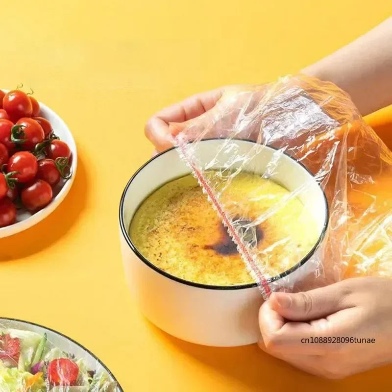 50/100/200PCS Colorful Disposable Food Cover Food Grade Fruit Fresh-keeping Plastic Bag Transparent Plastic Bag Color Cling Film