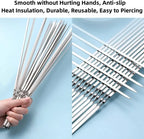 Metal Skewers for Kabobs Grilling, 40 Pcs 13.5" Kabob Skewers, Flat BBQ Barbecue Skewer, Reusable Set with Portable Storage Tube