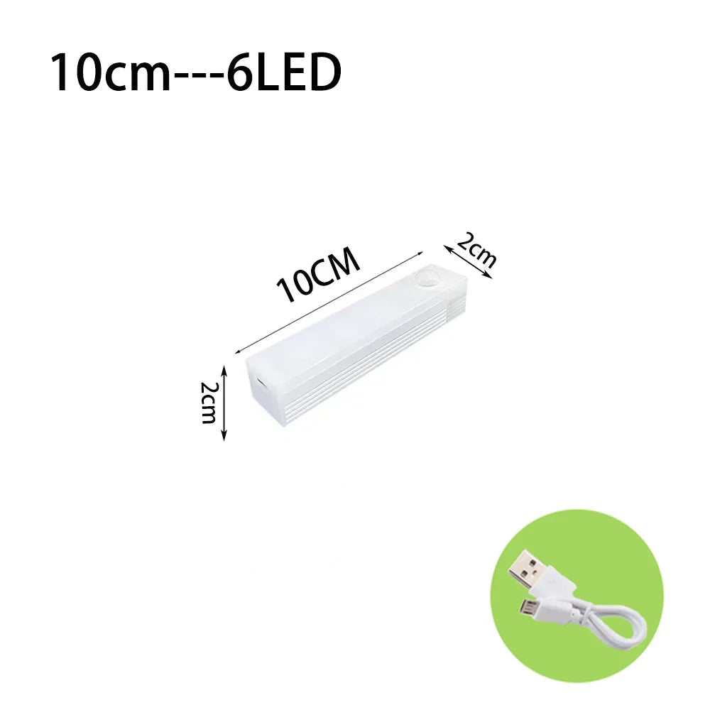 Motion Sensor Wireless LED Night Light TypeC Rechargeable Cabinet Wardrobe Lamp Backlight for Kitchen Staircase Bedroom Lighting