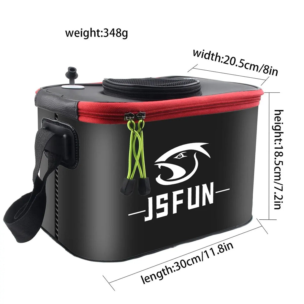 JSFUN Fishing Bucket Folding Thickening Living Fish Bucket Without Oxygen Pump Portable EVA Water Tank Outdoor Fishing Live Fish
