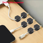 24/12PCS Magnetic Cable Organiser Clips Cable Management Wire Manager Cord Holder Charging Cable Winder Wall Mounted Hook